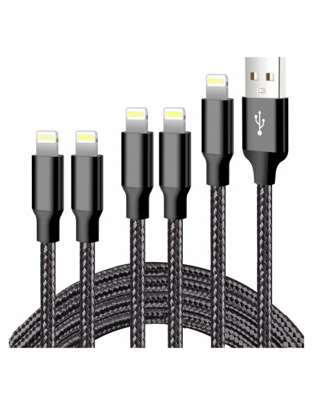 Cargador USB Lightning CUGUNU 5 Cables 0.91m a 3.05m Negro Cargador USB Lightning CUGUNU 5 Cables 0.91m a 3.05m Negro