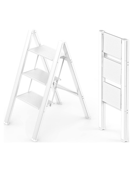 Escalera de 3 pasos WOA WOA, aluminio ligero, blanca Escalera de 3 pasos WOA WOA, aluminio ligero, blanca