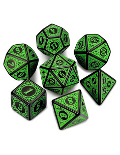 Conjunto de Dados Poliedricos CiaraQ Verdes para RPG