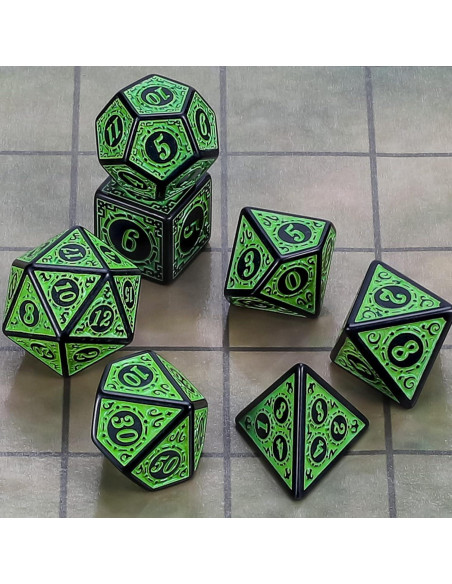 Conjunto de Dados Poliedricos CiaraQ Verdes para RPG Conjunto de Dados Poliedricos CiaraQ Verdes para RPG