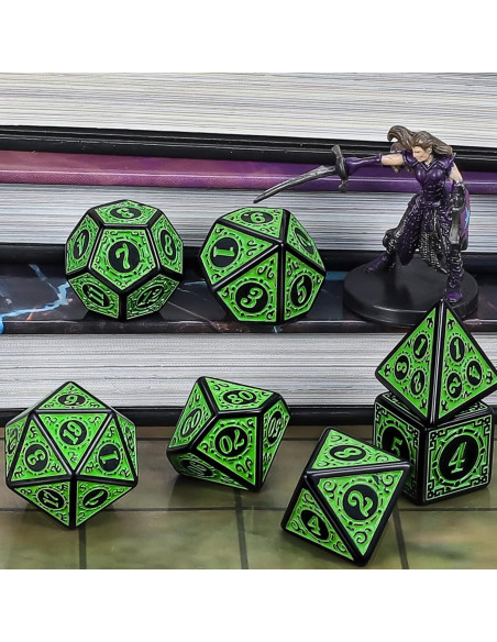 Conjunto de Dados Poliedricos CiaraQ Verdes para RPG Conjunto de Dados Poliedricos CiaraQ Verdes para RPG