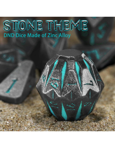 Dados de Metal D&D FONVGOGO 7 Piezas Stonehenge Azul Dados de Metal D&D FONVGOGO 7 Piezas Stonehenge Azul