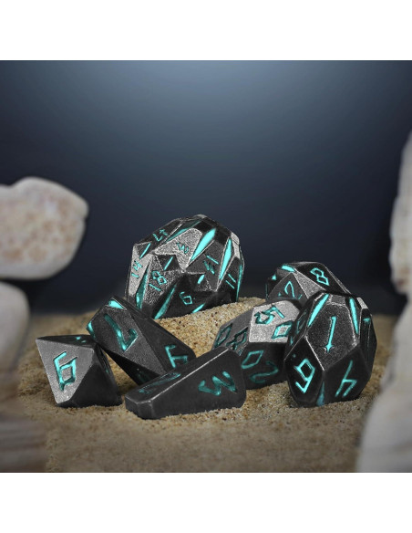 Dados de Metal D&D FONVGOGO 7 Piezas Stonehenge Azul Dados de Metal D&D FONVGOGO 7 Piezas Stonehenge Azul