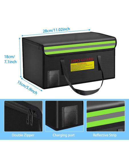 Bolsa de Seguridad para Baterías Lipo CNDHD 28x15x18cm Bolsa de Seguridad para Baterías Lipo CNDHD 28x15x18cm