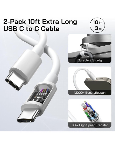 Cargador Rápido VELOGK 20W Doble USB-C con Cable 10FT Cargador Rápido VELOGK 20W Doble USB-C con Cable 10FT