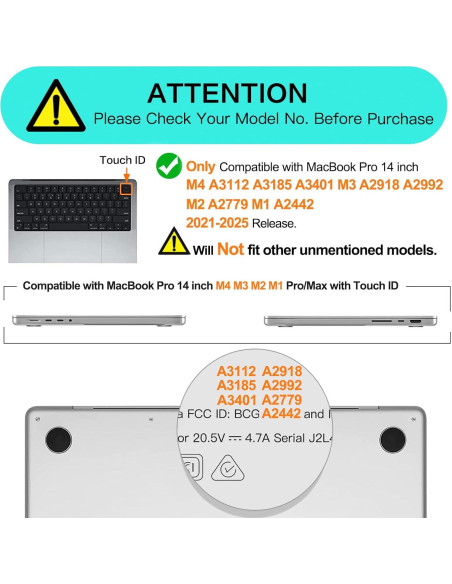 Funda Dura Mosiso para MacBook Pro 14" 2025-2021, Negro Funda Dura Mosiso para MacBook Pro 14" 2025-2021, Negro