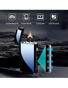 Encendedor Eléctrico YOZWOO Doble Arco Recargable Negro 2