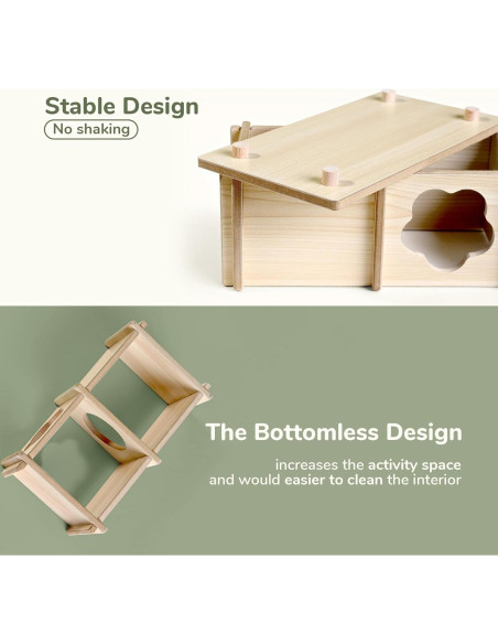 Casa de Madera Natural para Hámster 1-Habitación 15x15x11.5cm Casa de Madera Natural para Hámster 1-Habitación 15x15x11.5cm