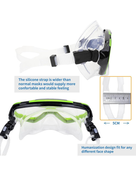 Máscara de Snorkel Body+ Verde Transparente Antivaho 180 Máscara de Snorkel Body+ Verde Transparente Antivaho 180