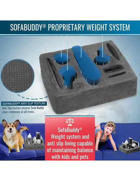 Soporte para Tazas Sofa Buddy Cuadrado Gris Antideslizante Soporte para Tazas Sofa Buddy Cuadrado Gris Antideslizante