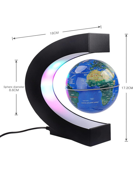 Globo Flotante LED Forma C Mapa Mundial 17,27x18cm Azul Globo Flotante LED Forma C Mapa Mundial 17,27x18cm Azul