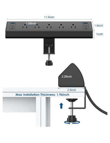 Toma Corriente USB C Jgstkcity 40W 6 Puertos Montaje Escritorio