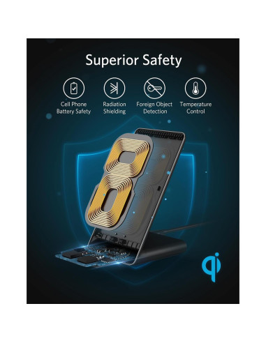 Cargador Inalámbrico Anker 313 10W para iPhone y Galaxy
