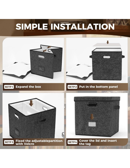 Caja de Almacenamiento de Discos ZEDKEHO Negra 50 LPs Caja de Almacenamiento de Discos ZEDKEHO Negra 50 LPs