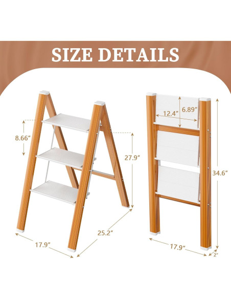 Escalera de Paso HBTower 3 Peldaños Aluminio Plegable Antideslizante Escalera de Paso HBTower 3 Peldaños Aluminio Plegable Antideslizante