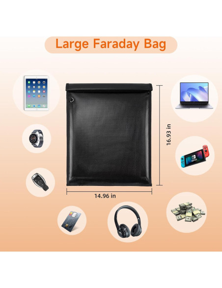 Bolsa Faraday Grande Bellamei 43x38 cm Anti-Robo RFID Bolsa Faraday Grande Bellamei 43x38 cm Anti-Robo RFID