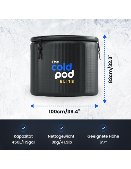 Bañera de Hielo Cold Pod Elite Lite 155L Portátil Bañera de Hielo Cold Pod Elite Lite 155L Portátil