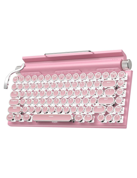 Teclado Mecánico Vintage Acogedor Rosa Bluetooth 5.0 Teclado Mecánico Vintage Acogedor Rosa Bluetooth 5.0