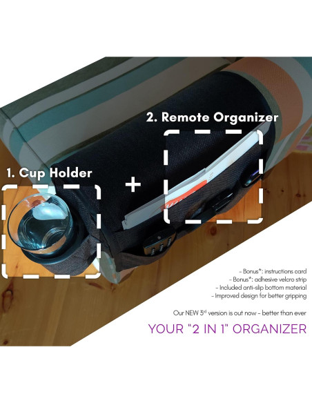 Soporte para Tazas CupComfort - Organizador Reposabrazos Negro Soporte para Tazas CupComfort - Organizador Reposabrazos Negro