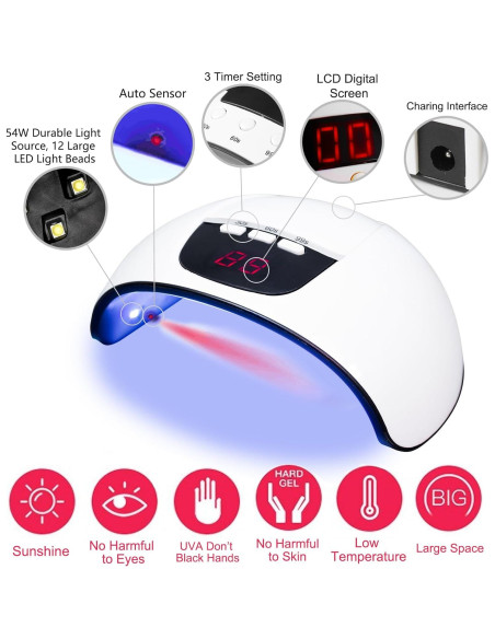 Lámpara LED UV 54W FUNSHOWCASE para Curado de Resina y Uñas Lámpara LED UV 54W FUNSHOWCASE para Curado de Resina y Uñas