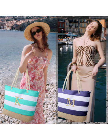 Bolsa de Playa Impermeable YOOLIFE Rosa con Inicial Bordada