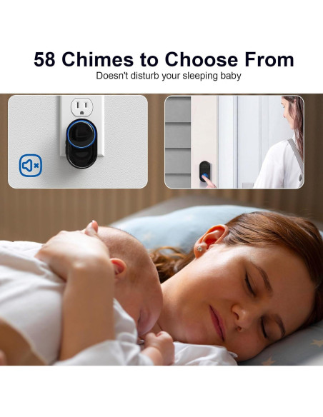 Timbre Inalámbrico PHYSEN 3 Botones 2 Receptores 58 Tonos Timbre Inalámbrico PHYSEN 3 Botones 2 Receptores 58 Tonos