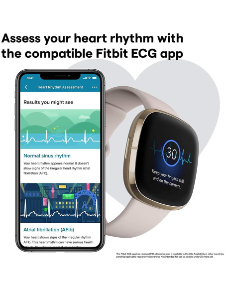 Fitbit Sense Reloj Inteligente Salud GPS ECG SpO2 Blanco/Dorado Fitbit Sense Reloj Inteligente Salud GPS ECG SpO2 Blanco/Dorado
