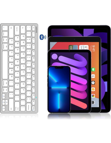 Teclado Bluetooth Arteck HB098 Plata para iPad y más