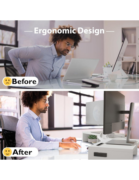 Soporte Doble para Monitor BONTEC Ajustable Ergonómico Blanco Soporte Doble para Monitor BONTEC Ajustable Ergonómico Blanco