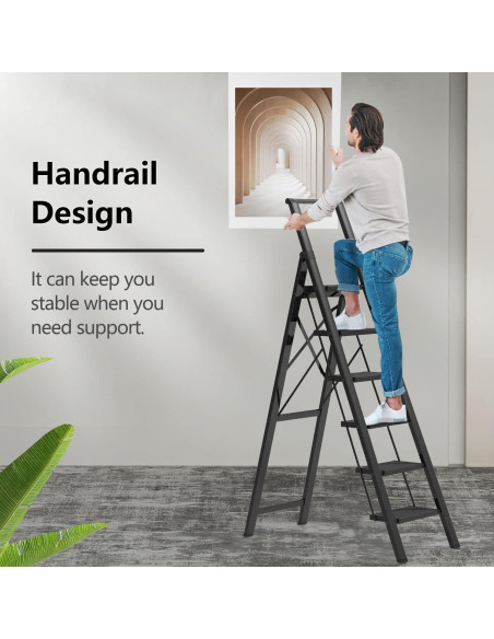 Escalera de 6 pasos GameGem de aluminio plegable - Negro Escalera de 6 pasos GameGem de aluminio plegable - Negro