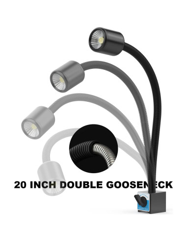 Luz LED Sisymos con base magnética y cuello flexible 1200 lúmenes