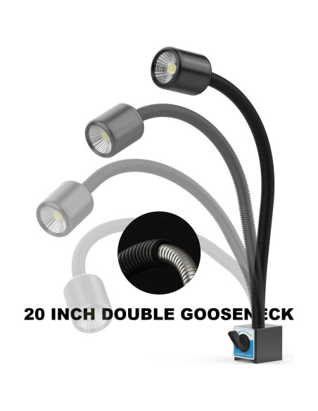 Luz LED Sisymos con base magnética y cuello flexible 1200 lúmenes Luz LED Sisymos con base magnética y cuello flexible 1200 lúmenes