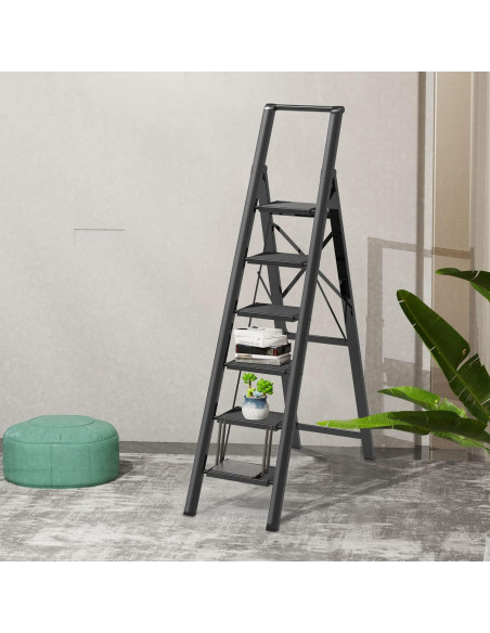 Escalera de 6 pasos GameGem de aluminio plegable - Negro Escalera de 6 pasos GameGem de aluminio plegable - Negro