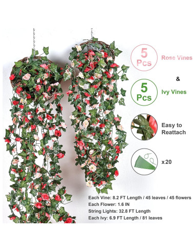 Guirnalda Artificial 10 Pcs BLEUM CADE Flores y Hiedra