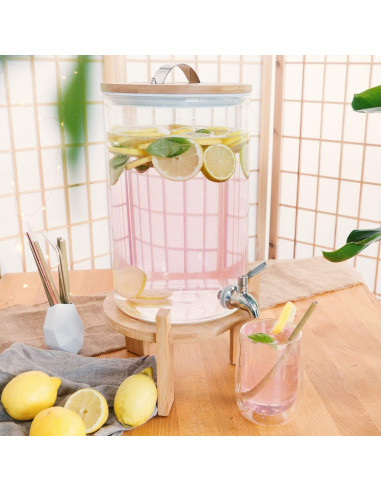 Dispensador de Bebidas Navaris 7L Vidrio con Grifo y Soporte