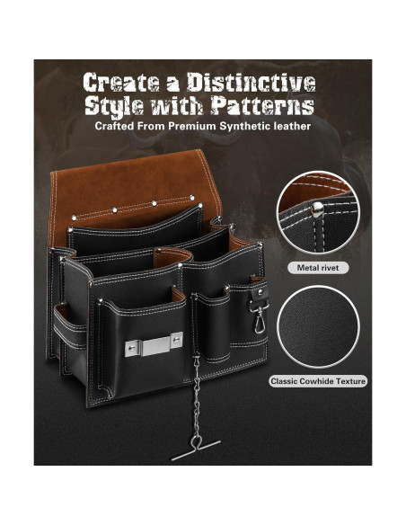 Bolsa de Herramientas ARCFOX con Cinturón de Cuero 10 Bolsillos Bolsa de Herramientas ARCFOX con Cinturón de Cuero 10 Bolsillos