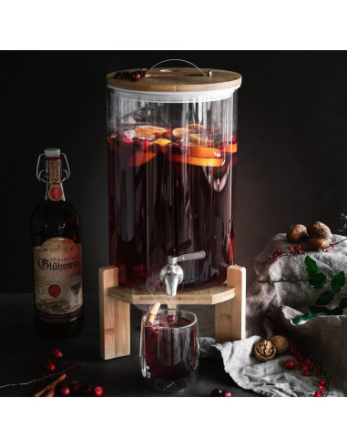 Dispensador de Bebidas Navaris 7L Vidrio con Grifo y Soporte