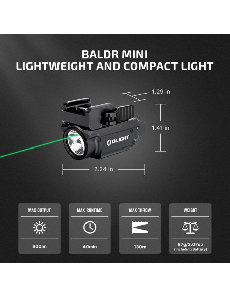 Linterna Táctica OLIGHT Baldr Mini 600 Lúmenes USB Verde Linterna Táctica OLIGHT Baldr Mini 600 Lúmenes USB Verde