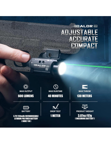 Linterna Táctica OLIGHT Baldr Mini 600 Lúmenes USB Verde
