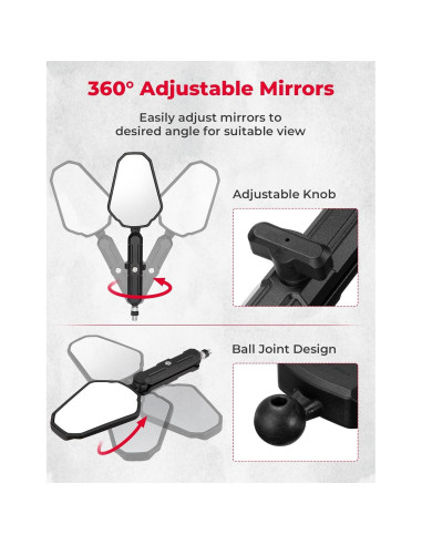 Espejos KEMIMOTO para Motocicleta M8 M10 Ajustables 360