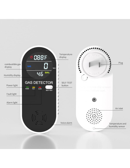 Detector de Gas TEYUAN KH107 3 en 1 con Alarma y Pantalla LED Detector de Gas TEYUAN KH107 3 en 1 con Alarma y Pantalla LED