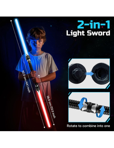 Sable de Luz Retráctil Symee LED 22.86 cm Azul Rojo