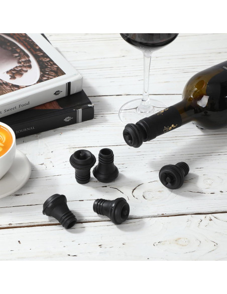 Tapones de Vino Reutilizables Honoson 6 Piezas Silicona Tapones de Vino Reutilizables Honoson 6 Piezas Silicona