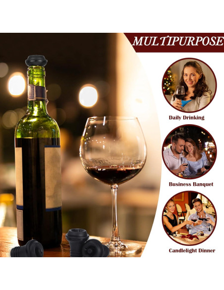 Tapones de Vino Reutilizables Honoson 6 Piezas Silicona Tapones de Vino Reutilizables Honoson 6 Piezas Silicona