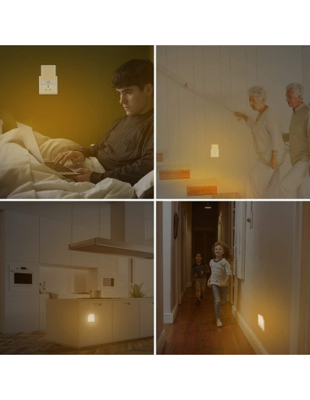 Luz Nocturna LED Enchufable BriVIVI con Sensor de Movimiento 4-Pack Luz Nocturna LED Enchufable BriVIVI con Sensor de Movimiento 4-Pack