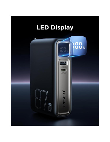 Cargador Híbrido 2-en-1 PISEN 10000mAh 87W USB-C