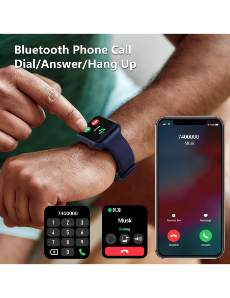 Reloj Inteligente BRIBEJAT BT4 Azul 1.75" Fitness Llamadas Reloj Inteligente BRIBEJAT BT4 Azul 1.75" Fitness Llamadas