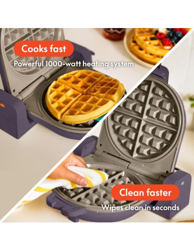 Máquina de Waffles BELLA Flip-n-Store 1000W Cerámica Ciruela