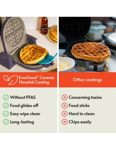 Máquina de Waffles BELLA Flip-n-Store 1000W Cerámica Ciruela