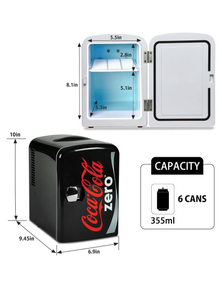 Mini Nevera Coca-Cola Zero CZ04 4L Portátil Negro/Rojo Mini Nevera Coca-Cola Zero CZ04 4L Portátil Negro/Rojo